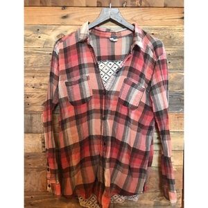 Free People Lace Detail Flannel